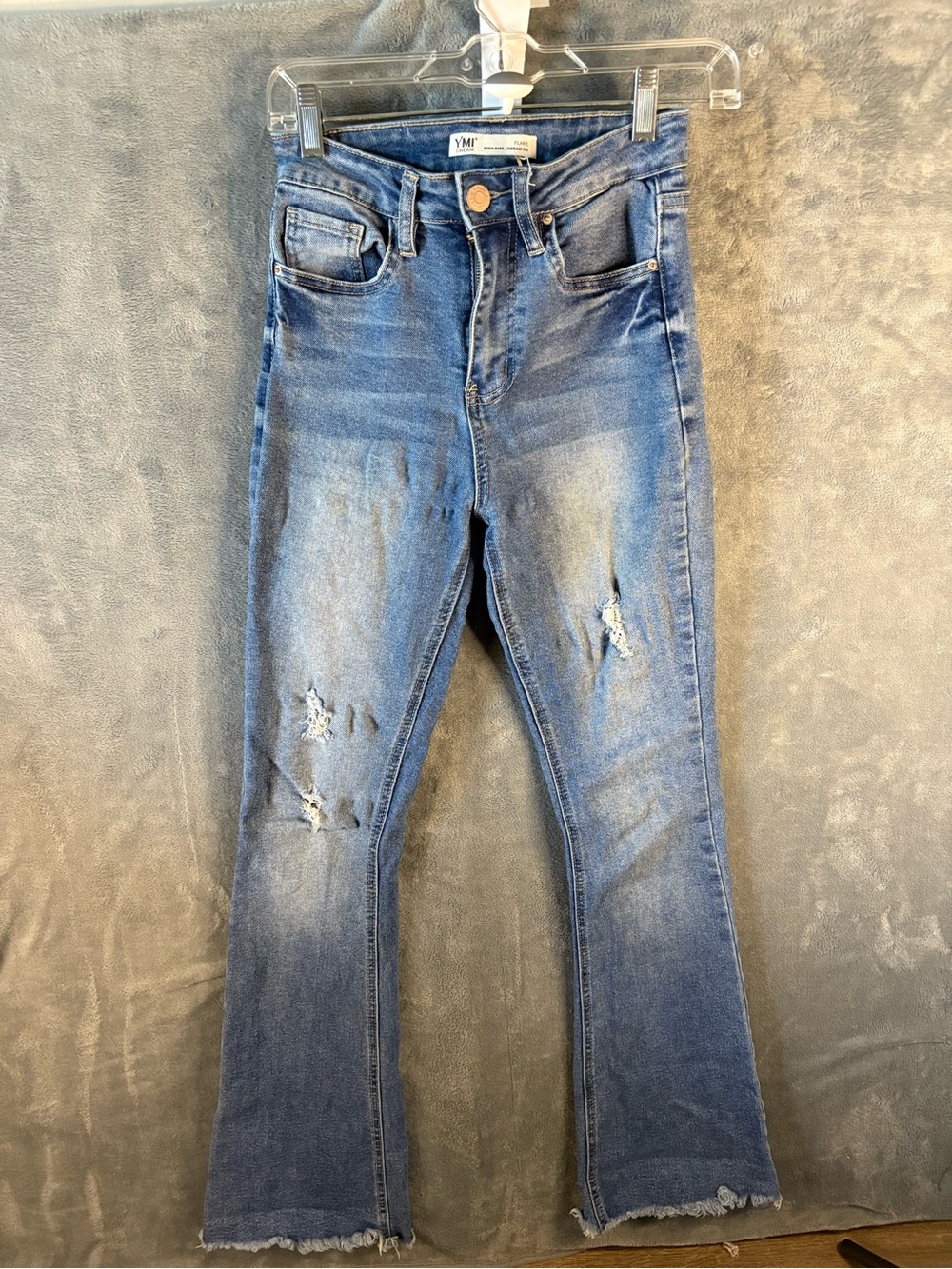 YMI Women’s Blue Distressed Bootcut Jeans